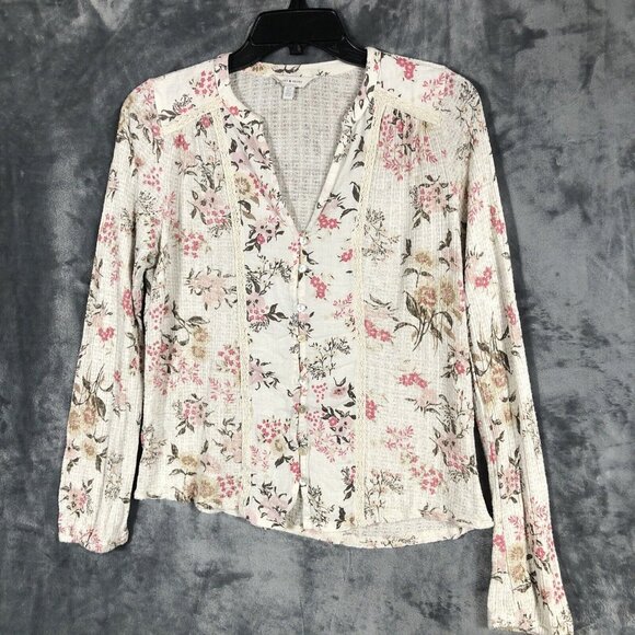 Free People Tops - Lucky Brand Women’s Floral Shirt Pearl Buttons Size Small P